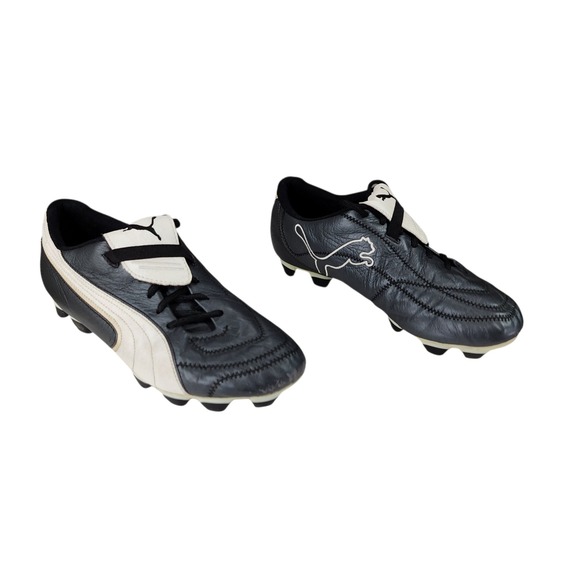 Puma King Exec Soccer Cleats 7.5 Men Black White Kangaroo Leather Football Shoes - Picture 1 of 13